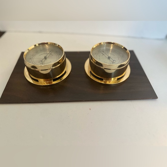 Mid Century Modern Springfield Weather Station Wood Grain Wall Mount Nautical - Picture 1 of 9